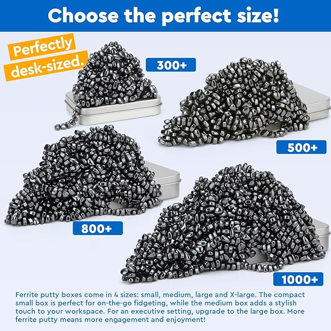 1000+ Original Ferrite Putty Black, Fidget Toy Ferrite Stones for Stress Relief, Sensory Toy for Adults & Teens 14+, Holiday Stocking Stuffer, Ferrite Rocks Fidget Present for Office