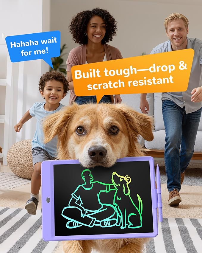 KOKODI LCD Writing Tablet, 10 Inch Colorful Toddler Doodle Board Drawing Tablet, Erasable Reusable Electronic Drawing Pads, Educational and Learning Toy for 3-6 Years Old Boy and Girls(Purple)