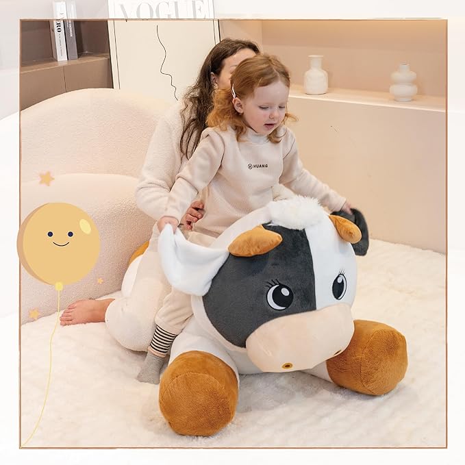 Giant Cow Stuffed Animals, Big Stuffed Cow Plush Toys, Jumbo Plushies Toy 39", Soft Large Farm Stuffed Animals Gifts for Kids Boys Girls on Birthday Children's Day Christmas
