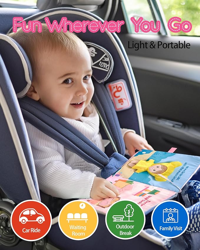 LeyaDoll Interactive Sensory Soft Cloth Book, Educational Crinkle Quiet Activity Busy Book for Babies,Toddler Travel Toy Gift for 1-3 Year Old Boys and Girls (Dress Me Right)