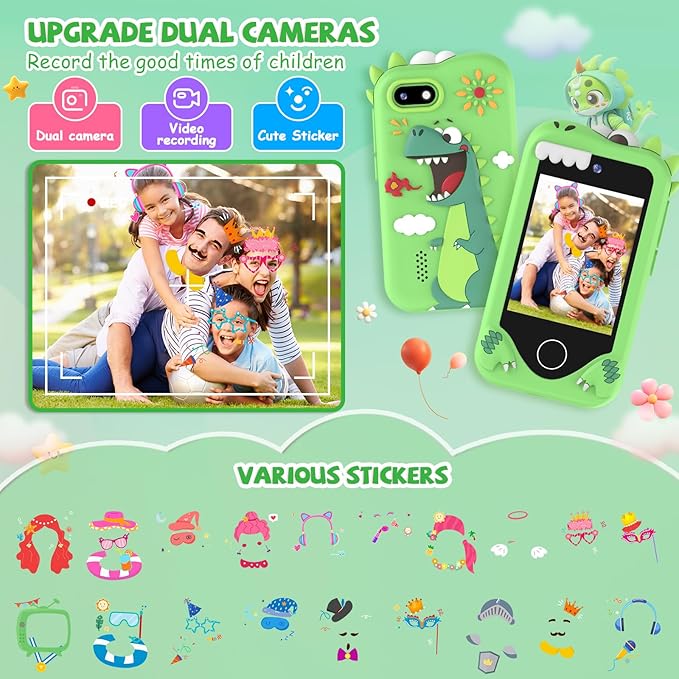 Kids Smart Phone for Girls Gifts - Toddler Christmas Birthday Gift for Age 3 4 5 6 Year Old, Kids Cell Phone Toy with Touchscreen, Dual Cameras, Learning, Kid Mp3 Player, Games with 32 GB Card