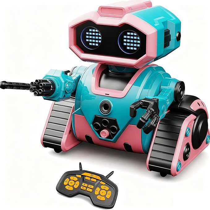 Robot Toys for Boys Girls,Rechargeable RC Robot for Kids with Programmable,Auto-Demonstration,Dance Moves,Music, LED Eyes,Gift for Children Age 3+ Years