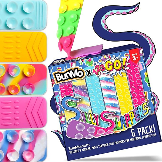 BUNMO Stocking Stuffers for Kids - Stretchy Sensory Strings - Sensory Toys for Kids - Toddler Stocking Stuffers - Hours of Fun - Sensorial Suction - 6 Pack