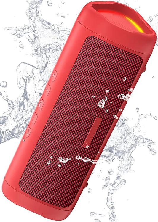 Bluetooth Speaker Gifts for Men: Portable Wireless, IPX5 Waterproof, White Elephant Gifts for Adults, Stocking Stuffers for Teens Boy Girl, Up to 20H Playtime, TWS Pair, for Home/Party/Outdoor (Red)