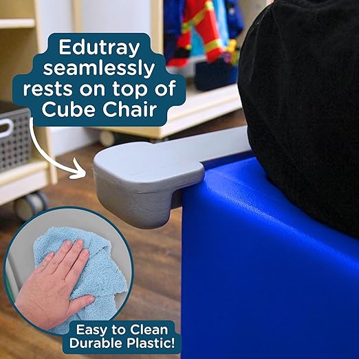 Children's Factory Edutray Kids Desk, Converts Cube Chair to Desk, Space-Saving Toddler Desk Converter, Homeschool & Classroom Study Desk, Gray