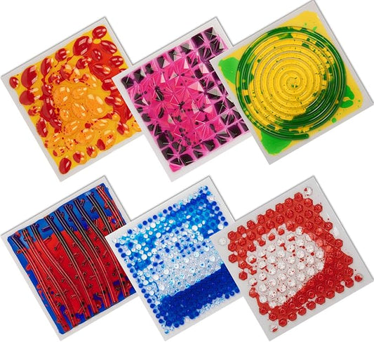 Art3d 11.8”x11.8” Textured Liquid Sensory Flooring Tiles, Interactive Glossy Fusion Play Mats for Kids, Toddler, Teens, Stress Relief & Calming Toys, 6pcs per Set
