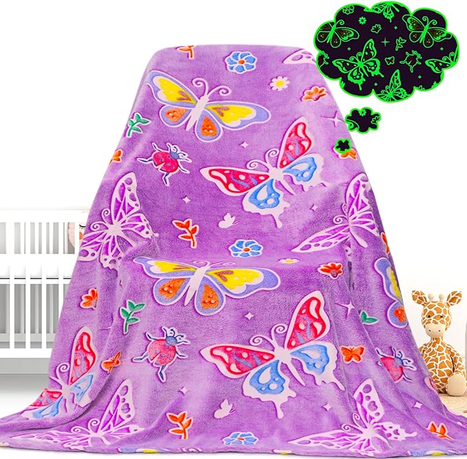 Glow in The Dark Blanket Butterfly Gifts Toys for Girls Women Butterfly Blankets for Birthday Gifts for Kids