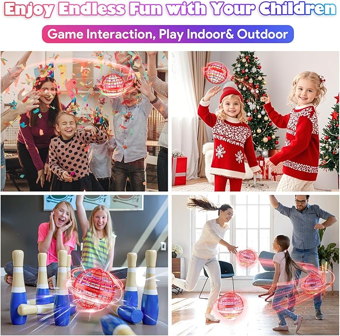Flying Orb Ball Toys 2024, Hover Boomerang Spinner Fly Ball Toys for Kids Teen Boys Girls, Soaring Hand Controlled Mini Drone Cosmic Globe Spinning Birthday for 6 7 8 9 10 11 12(Red)