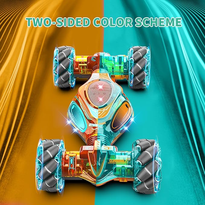 RC Car Gesture Hand Gesture Sensing RC Stunt Car Double-Side Flip 360° All-Round Rotation Drift Twist with Light Music for Boys Kids Birthday Xmas Gift