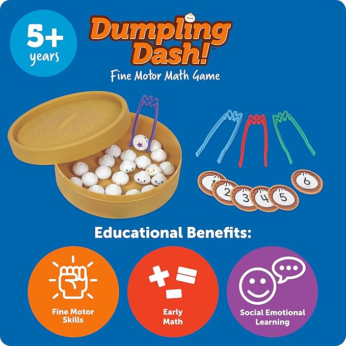 Learning Resources Dumpling Dash Fine Motor Math Game - Montessori Counting Toys, Board Game, Play Food, Homeschool, Fine Motor Skills, Homeschool Preschool