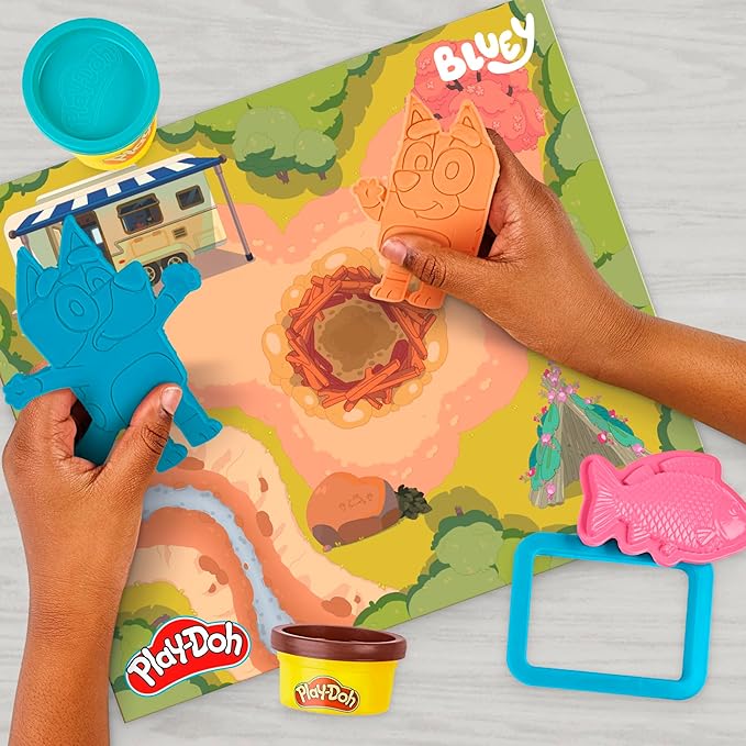 Play-Doh Bluey Goes Camping Playset with Campfire Themed Tools, Kids Arts and Crafts Toys for Girls and Boys 3 Years & Up (Amazon Exclusive)