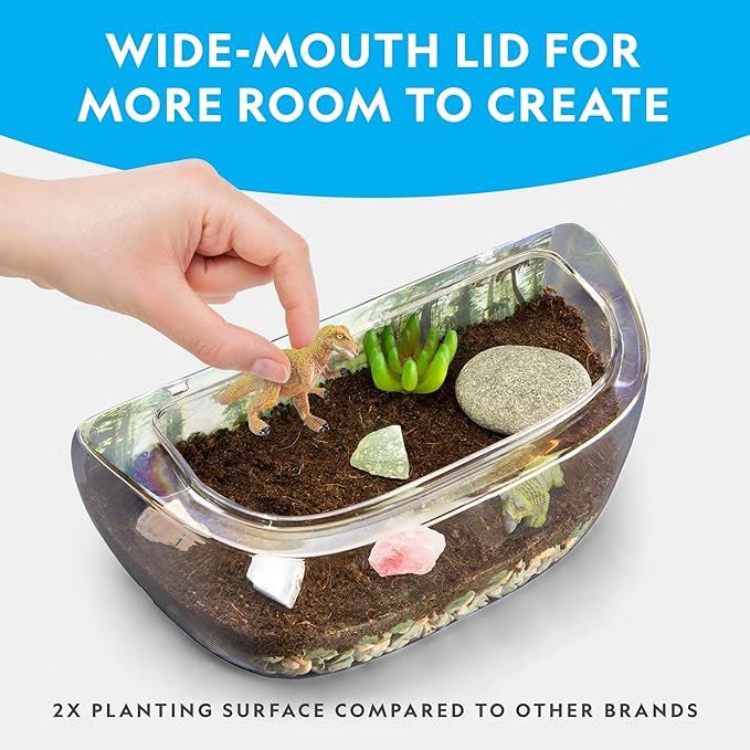 National Geographic Light Up Terrarium Kit for Kids - Build a Dinosaur Habitat with Real Plants & Gemstones, Science Kit, Dinosaur Toys for Kids (Amazon Exclusive)