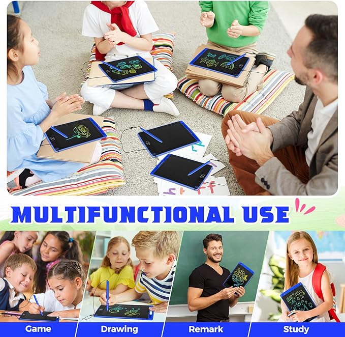 Zhehao 32Pcs LCD Writing Tablet for Kids Bulk 8.5 Inch Colorful Doodle Board Tablet Erasable Doodle Pad Educational Toy Christmas Birthday Gift for Boys Girl Age 3-10(Blue)