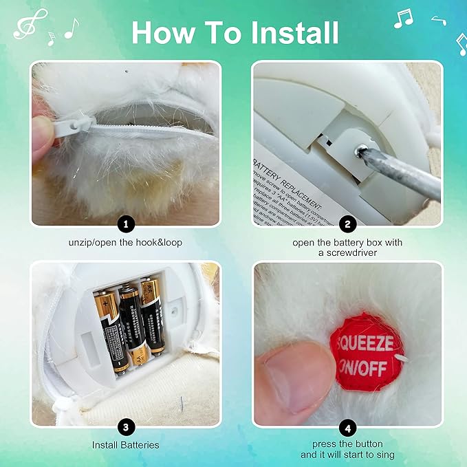 Houwsbaby 12" Electronic Duck Music Dancing Stuffed Animal Singing You are My Sunshine Waving Interactive Duck Plush Toy with Straw Hat for Boys Girls Kids Easter Birthday