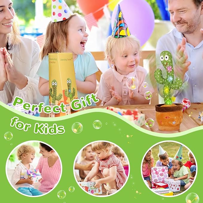 Emoin Dancing Talking Cactus Toy, Cactus Baby Toy Singing Children's Song, Mimicking Recording Repeating What You Say, Educational Interactive Baby Boys Girls Toys (Volume Adjustment)