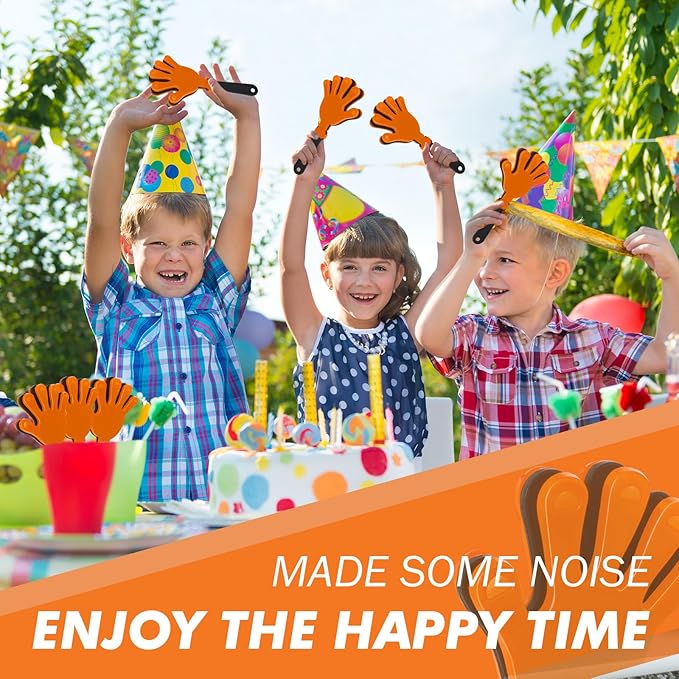 12Pcs Hand Clappers Noisemakers 7.5 Inch Clappers Noisemakers Plastic Hand Clappers for Birthdays Game Football Sporting Events Cheers Supplies Dance Basketball Football Noisemakers(Orange and Black)