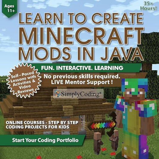 Coding for Kids: Learn to Code Minecraft Mods in Java - Video Game Design Coding - Computer Programming Courses, Ages 11-18, (PC, Mac Compatible)