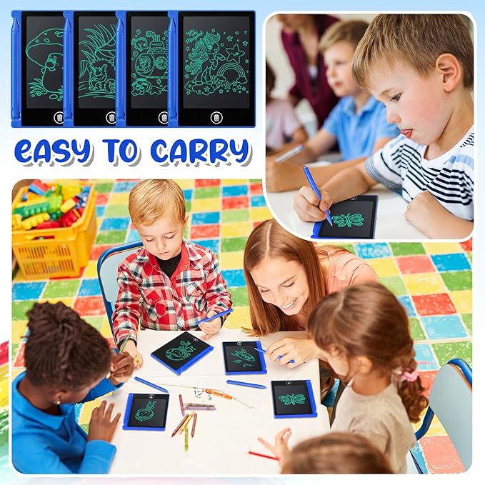 Zhehao 32 Pcs Mini LCD Writing Tablet 4.5 Inch Educational Toys Learning Writing Pad Erasable Drawing Pad Reusable Learning Toy Gift Preschool Art Board for Girls Boys Birthday Favor (Blue)