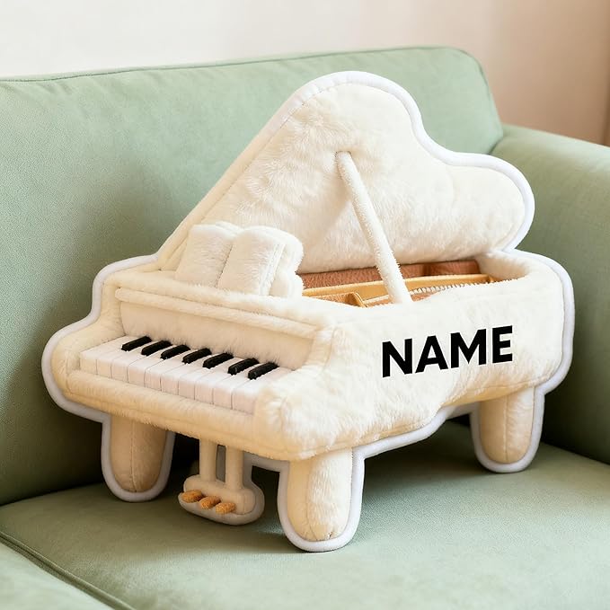 Custom Piano Shaped Pillow Cute Personalized Name Plush Doll, Double-Sided Construction Engineering Vehicle Pillow for Kids, Birthday Gifts for Boys and Girls Sofa Decorative Pillows 8-32in