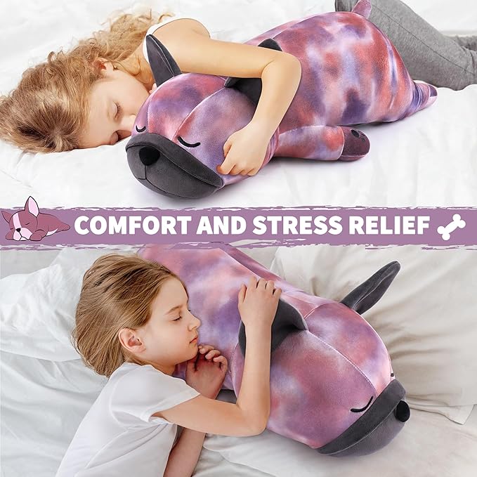 30'' Giant French Bulldog Plush Stuffed Animal- Leopard Pattern French Bulldog Dog Plush Pillow Plushies, Large Sleeping French Bulldog Large Plushie Toy, Birthday Gifts for Kids Girls Boys