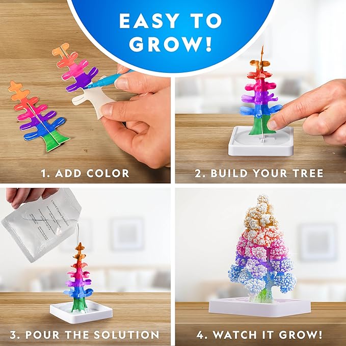 National Geographic Craft Kits for Kids - Crystal Growing Kit, Grow 6 Crystal Trees in Just 6 Hours, Educational Craft Kit with Art Supplies, Geode Specimen, STEM Arts & Crafts Kit (Amazon Exclusive)