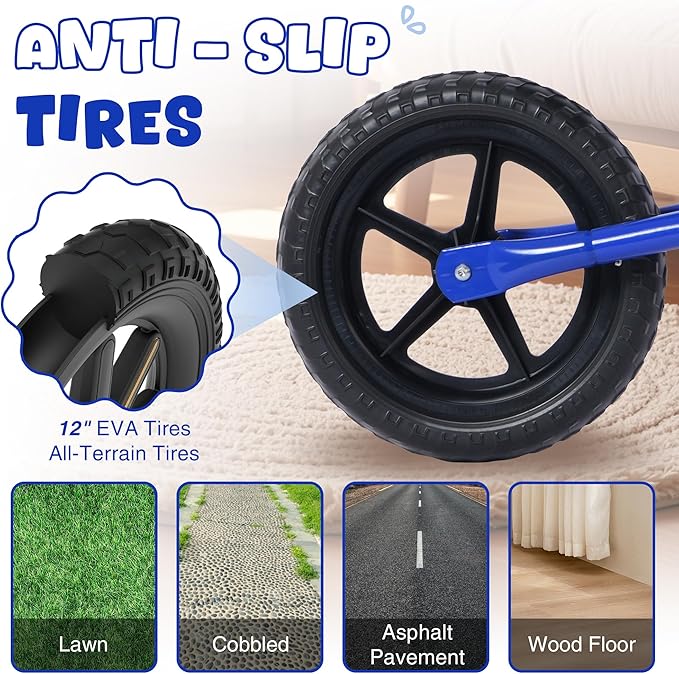 MEGHNA Toddler Balance Bike Kids Toy Aged 2-5 Years Old with Safety Footrest Adjustable Height Seat and Handlebar Strider Bike 8 inch Wheel for Over 18 Months Baby Toddler Kids, Easy to Assembly