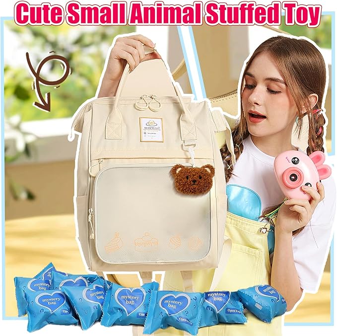 24 Pack Mini Stuffed Animals Blind Bags - Cute Keychain Plush Toys for Kids | Bulk Party Favors, Carnival Prizes, Claw Machine Goodie Bag Fillers & Classroom Rewards | Small Decoration