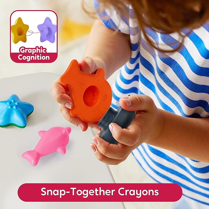 SYNCFUN 100% Pure Large Beeswax Crayons, Bath Crayons Bath Toy for Kids, Easy to Hold & Mold Free Bathtub Toys for Shower, Toddler Art Supplies, Gift for Christmas (Ocean Theme, 12 Colors)