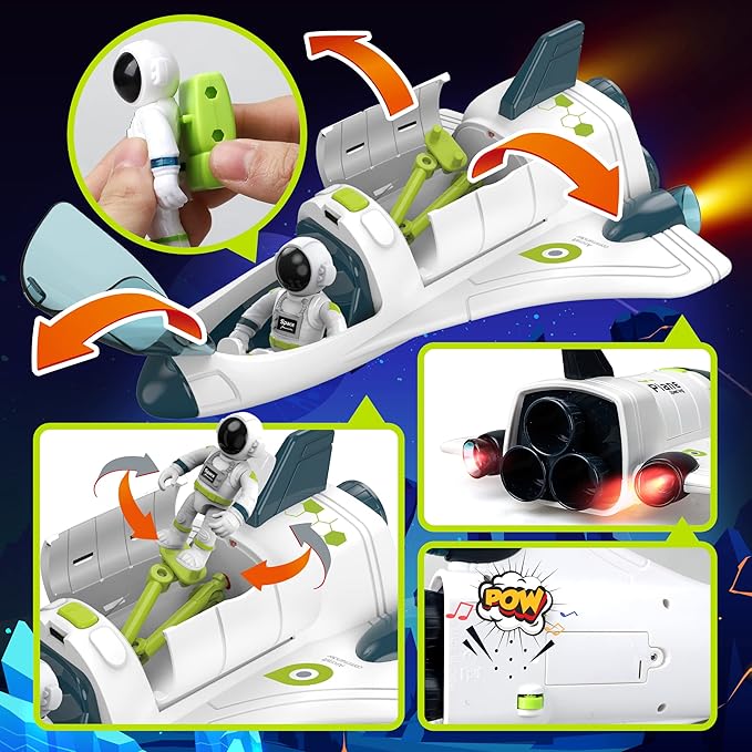 TOY Life Space Rocket Toys for Kids Shuttle Toy with Astronaut Figure and Rover for Boy 5-12 Kid Spaceship Planet Stem for Boys & Girls