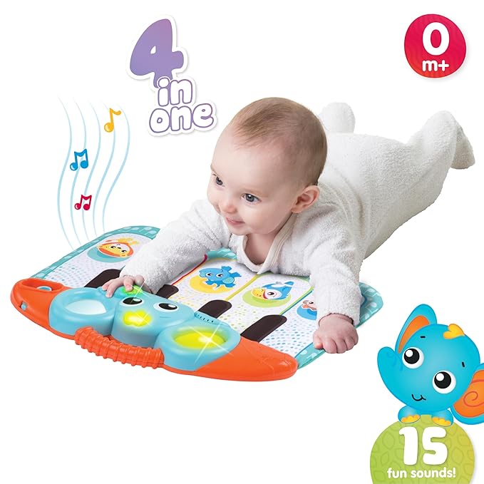 Playgro Melody 4-in-1 Music and Lights Baby Piano - Multi-Functional Kick Pad with Engaging Lights and Sounds for Babies 0+ Months - Musical Toy for On-The-Go Sensory Exploration & Developmental Fun