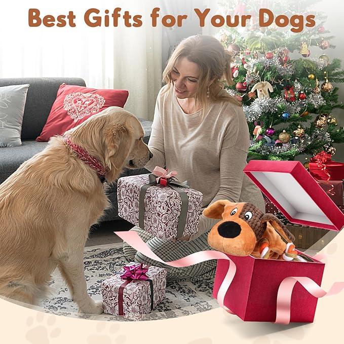 Squeaky Dog Toys, Tug of War Dog Toy for Large Dogs, Plush Puppy Toys with Pull Rope, Interactive Dog Toys for Small, Middle, and Big Dogs