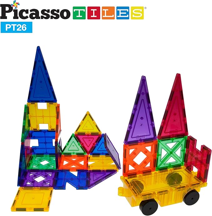 PicassoTiles Building Blocks Inspirational Kit 3D Building Construction Toys Clear Magnetic Stacking Set STEM Playboards Magnet Felt Tiles Novelty Games, Creativity Beyond Imagination