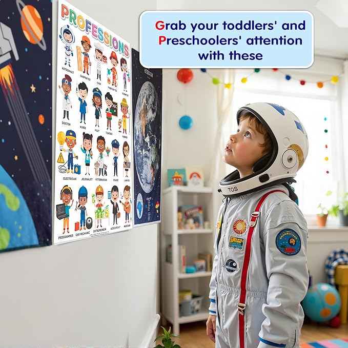 DeeDee's Workshop 16 Educational Posters vol. 2, Toddler Wall Decor, Daycare Essentials, Pre K Learning Materials (English vol. 2)