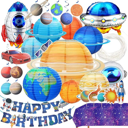 Planet Paper Lanterns, Planet Lanterns, 47 Pcs Paper Lanterns Party Decorations, Space Paper Lanterns for Kids Space Theme Party, Birthday Room Decorations