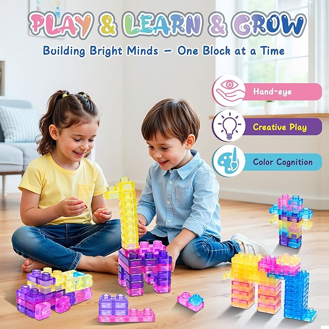 40 PCS Sensory Soft Building Blocks for Toddlers, Montessori Squishy Stacking Toy Set for Kids, Squeezable & Stretchable Early Learning Construction Playset, Multicolor Puzzle Blocks for Creative Play