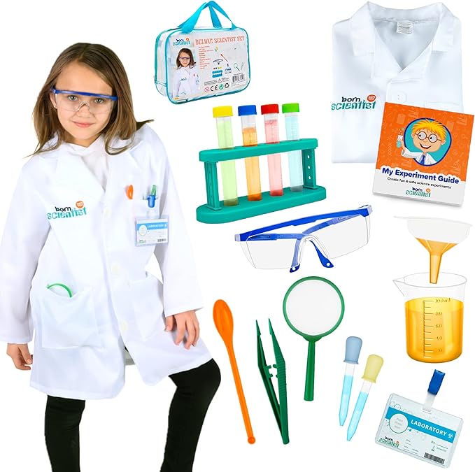 Born Toys Science Kit for Kids Ages 5-8, Includes Experiments, Goggles, Lab Coat & Pretend Play