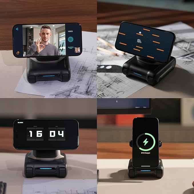 LOOI Robot-Space Black – AI Desktop Companion with Visual Understanding (Objects, People & Scenes), ChatGPT Voice Interaction, Memory, Personality, Gesture & Facial Control,10W Wireless Charging