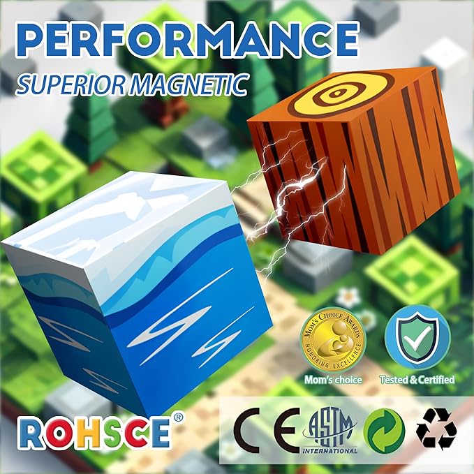 Magnetic Blocks 52PCS - Winter Scene Construction Cubes, STEM Preschool kit, Safe ABS no-Odor, CPC ASTM Certified, Travel-Ready for Ages 3–12, Perfect for Birthday