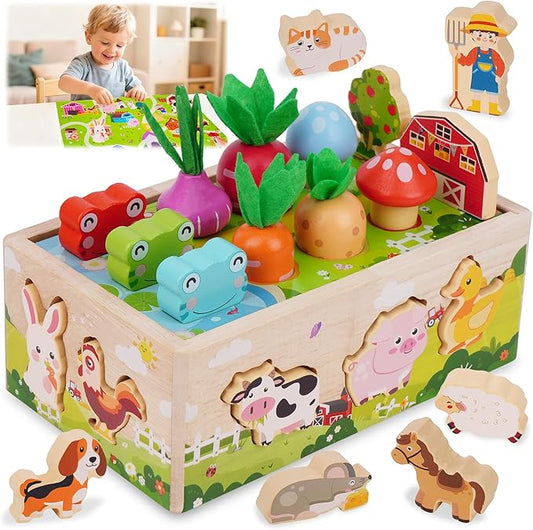 KMTJT Toddlers Montessori Wooden Toys for 1 Year Old: Baby Toys 12-18 Months | 1st One First Birthday Gifts for 1-2 Year Old Girls Boys | Educational Learning Fine Motor Skills Toy