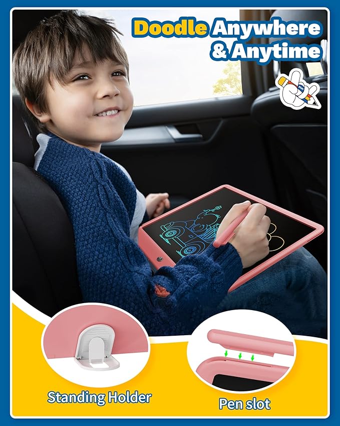 TEKFUN Teen Girl Gifts Ideas, 15inch LCD Writing Tablet for Kids Age 8-10 and Up, Doodle Board 4 5 6 7 Year Old Girl Toys, Mothdays Day Gifts Homeschool Supplies Easter Gifts for Adults(Pink)