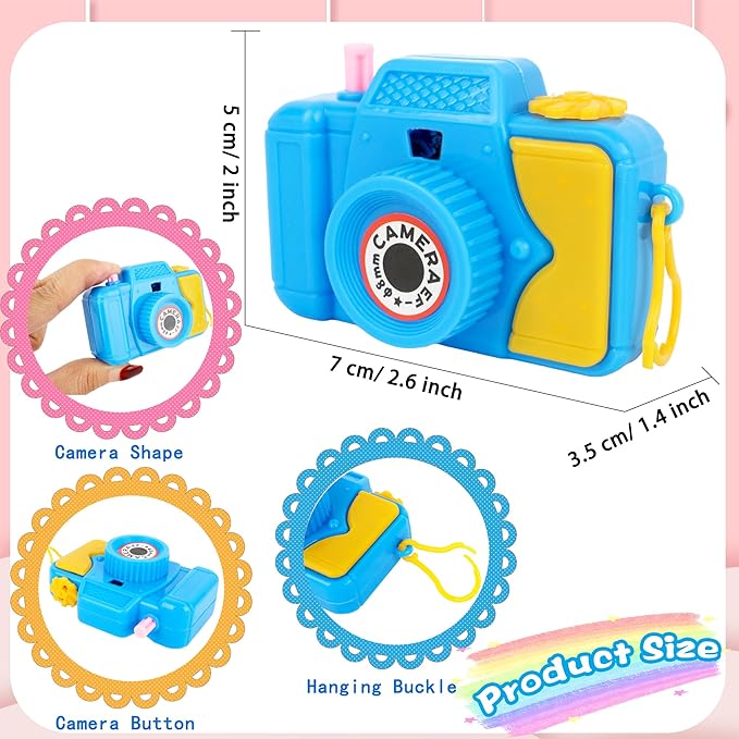 32 Pcs Kids Camera Toy Set Mini Plastic Camera Toy Pretend Play Toy Camera with Lmages in Viewfinder for Boys Girls Birthday Party Favors Goodie Bag Fillers
