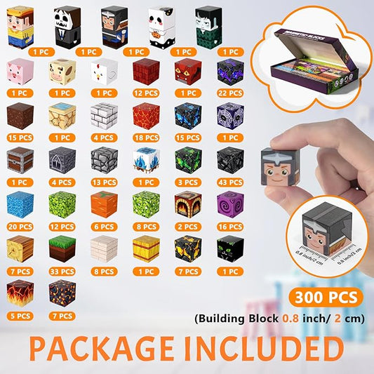 Vdealen 300 PCS Magnetic Blocks-Magnetic Building Blocks, Stacking Magnetic Cubes Toy for Kids, STEM Montessori Sensory Toys for Boys and Girls Age 3 4 5 6 7 8 9 10 11 12 Christmas Birthday Gift