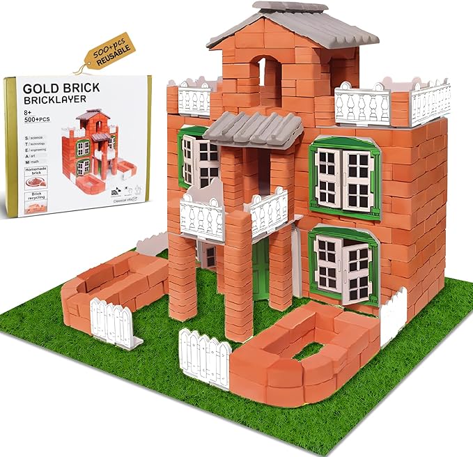 Brick and Mortar Construction Set, DIY Building Blocks for Kids Ages 6+, STEM Construction Kit, Versatile Creative Play, Great Birthday Gift