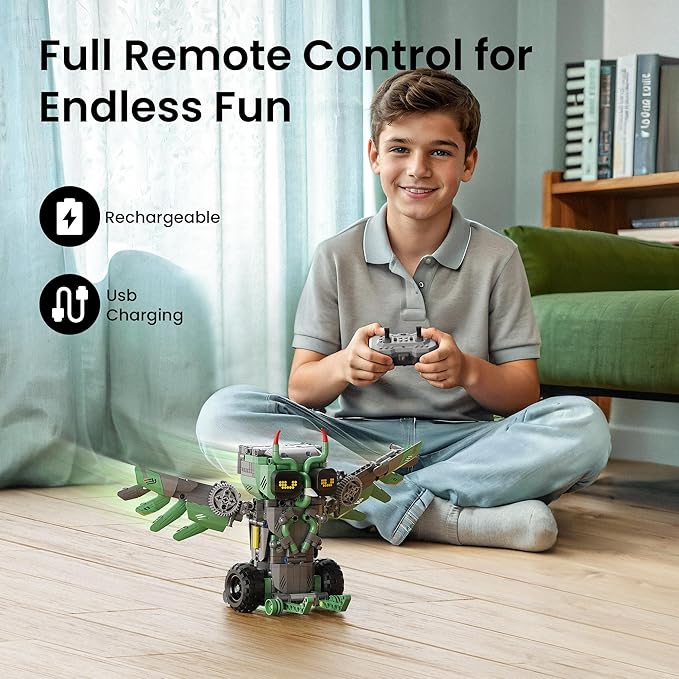 Sillbird Robot Car Building Kit with Remote Control for Boys Ages 8-14, Christmas STEM Coding Robotics Technic Toy Birthday Gifts for Kids, Buildable 5in1 Models with 727 Pieces