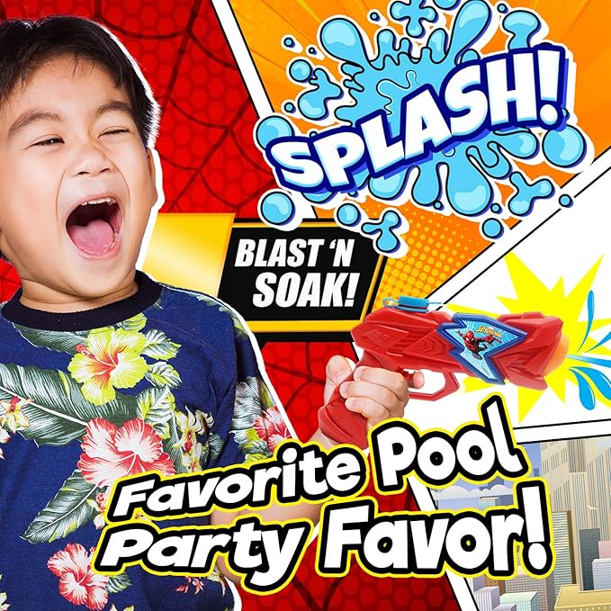 JA-RU Marvel Spiderman Water Gun Pistol Toys (6 Small Water Gun) Water Squirter Guns for Kids. Super Hero Pool Toys. Cat & Dog Training. Outdoor Games. 6819-6