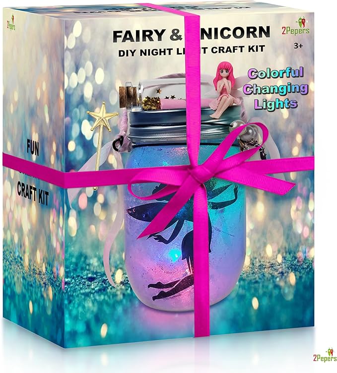 Make Your Own Unicorn & Fairy Lantern Jar Night light Arts and Crafts for Kids, Best Birthday Gifts for Girls Ages 3 4 5 6 7 8 9 10 11 12 Years old, DIY Unicorn Gift & Fairy Craft Kit for Little Girls