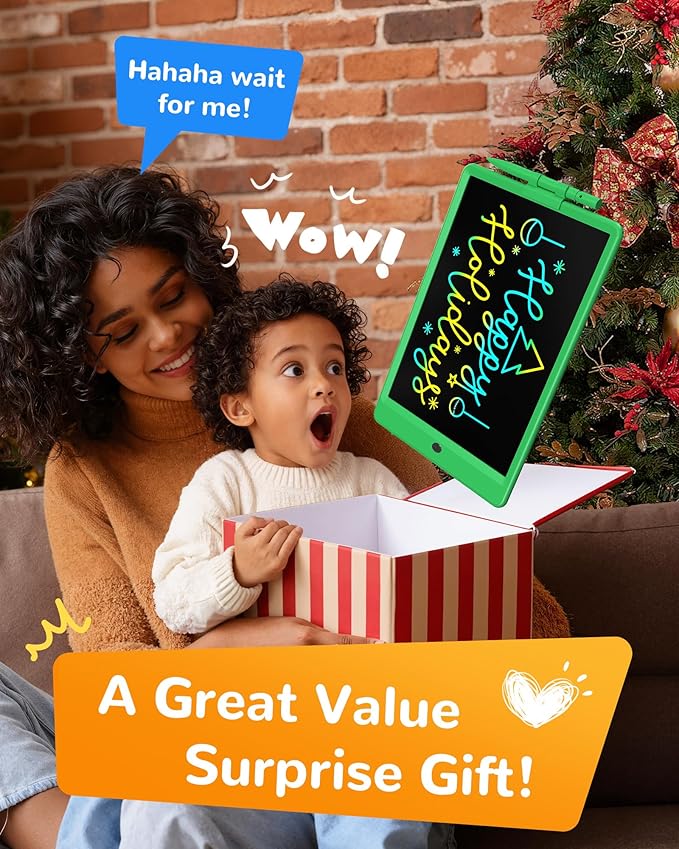 KOKODI LCD Writing Tablet, 10 Inch Colorful Toddler Doodle Board Drawing Tablet, Erasable Reusable Electronic Drawing Pads, Educational and Learning Toy for 3-6 Years Old Boy and Girls(Green)