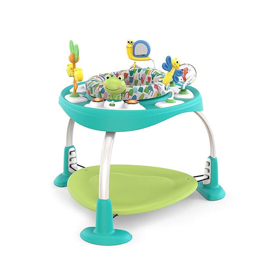 Bright Starts Bounce Bounce Baby 2-in-1 Activity Center Jumper & Table - Playful Pond (Green), 6 Months+