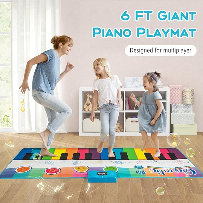 HONEY JOY Musical Piano Mat for Toddlers, Dancing Keyboard Music Carpet, Animal Sounds Blanket Touch Playmat, Early Sensory Educational Learning Toys for 3+ Years Old Baby Girls Boys (24-Key)