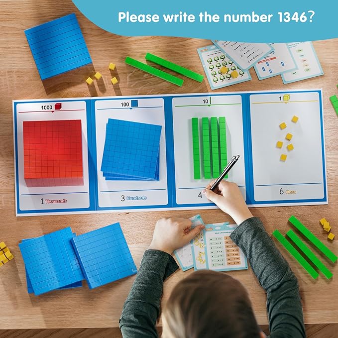 Plastic Base Ten Blocks 143 pcs Place Value Blocks Kindergarten Counting Cubes for Kids Math, Math Manipulatives for Early Counting Math Toy for 1st Grade